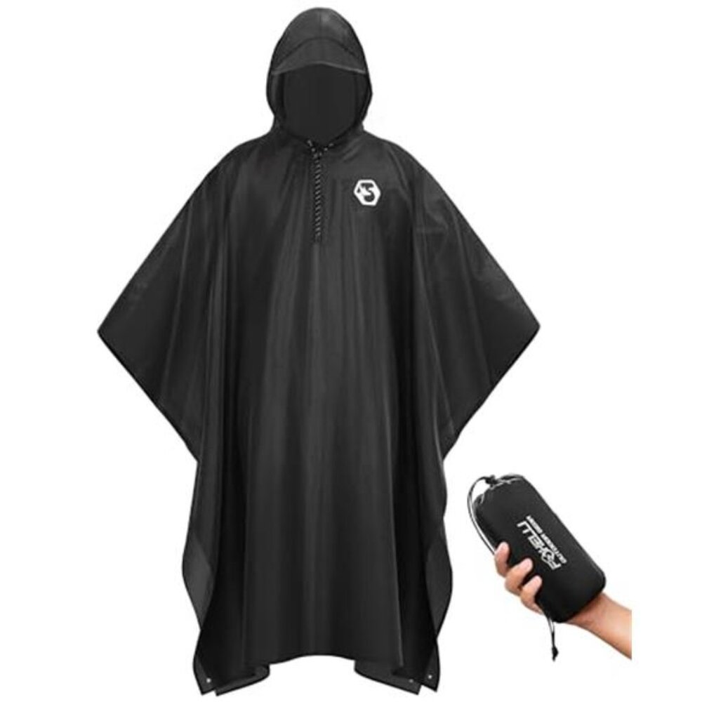Adult Rain Poncho Waterproof Lightweight Hooded Raincoat Extra Long Camping Hiki